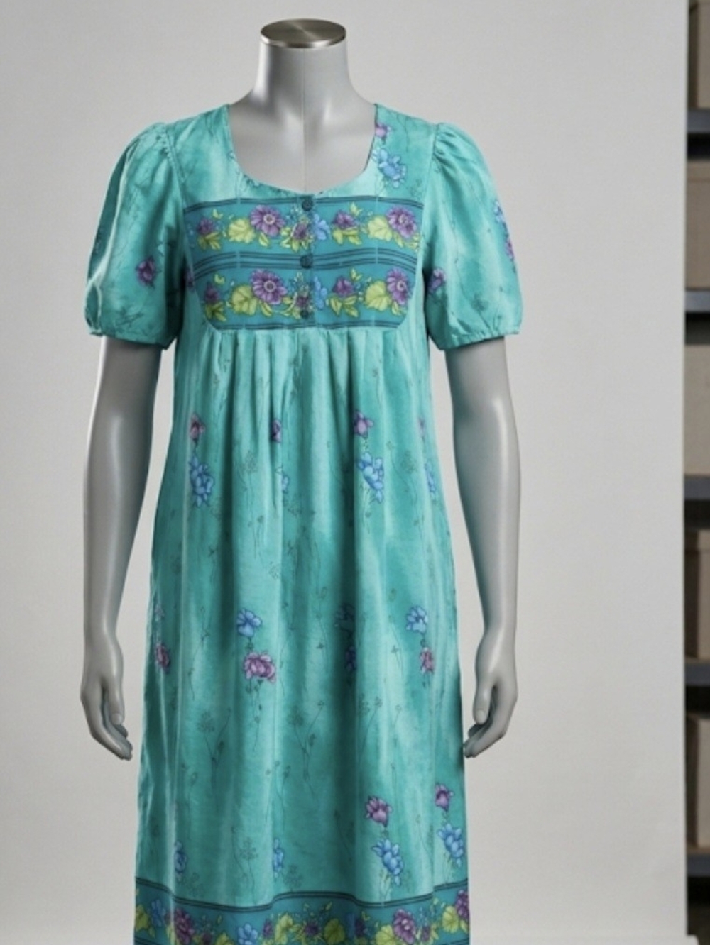 Turquoise Floral House Dress / Robe